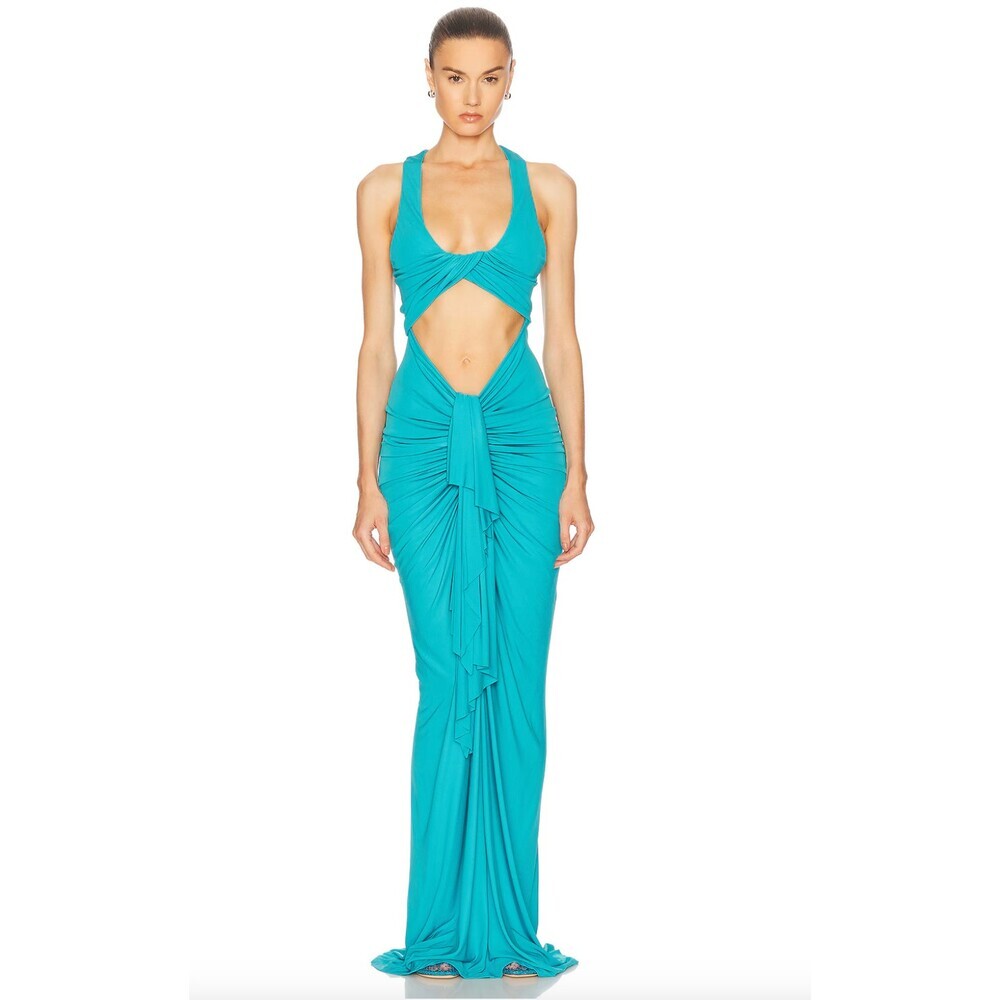 Christopher Esber NWT Vivenda Drape Front Dress in Teal Size US 4 AUS 8